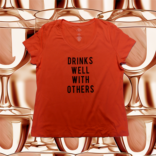 Womens DRINKS WELL WITH OTHERS V-Neck T-Shirt