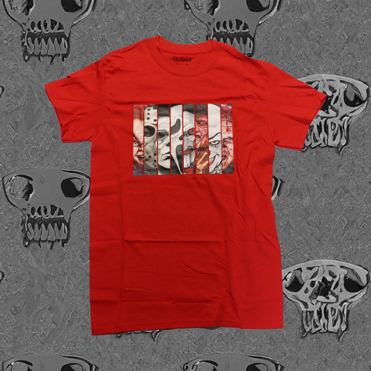 Womens HORROR MOVIE CHARACTERS T-Shirt