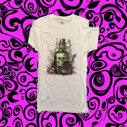 Womens SKULL AND BOTTLE DESIGN T-Shirt