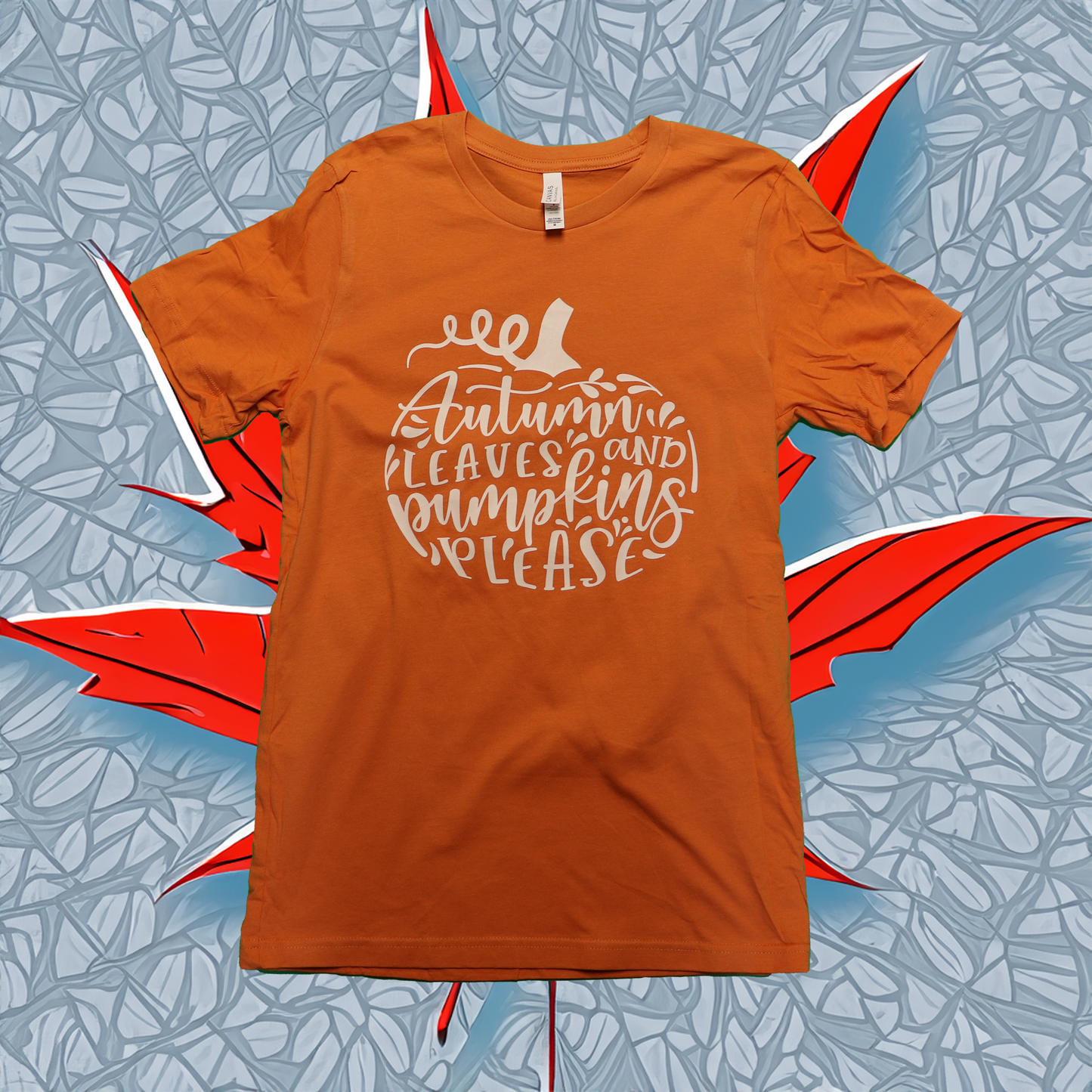 Womens AUTUMN LEAVES AND PUMPKINS PLEASE T-Shirt